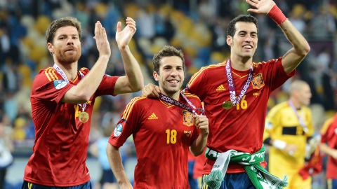 Los jugadores de Espa&ntilde;a, en una nube