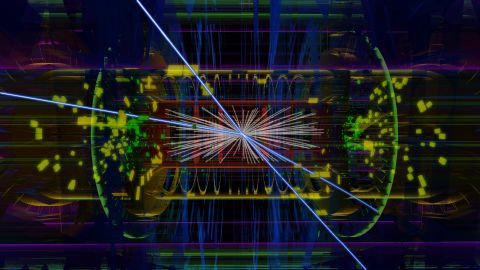 Animaci&oacute;n de un evento real de bos&oacute;n de Higgs