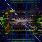 Animación de un evento real de bosón de Higgs