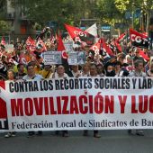 Pancarta del sindicato CGT en Barcelona