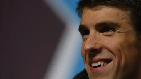 Michael Phelps en rueda de prensa Michael Phelps en rueda de prensa