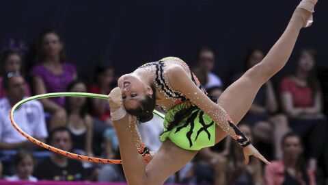 Carolina Rodr&iacute;guez, durante su ejercicio con aro