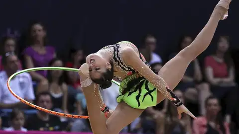 Carolina Rodríguez, durante su ejercicio con aro Carolina Rodríguez, durante su ejercicio con aro