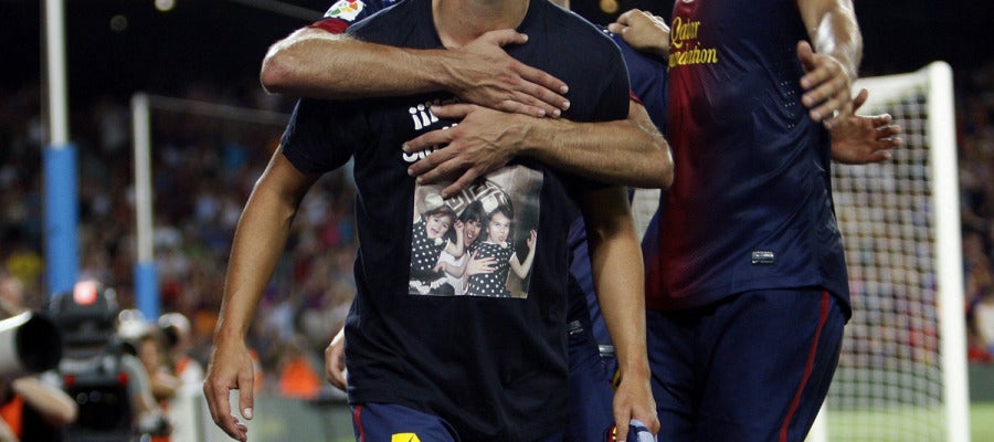 Villa celebra su gol ante la Real Sociedad Villa celebra su gol ante la Real Sociedad
