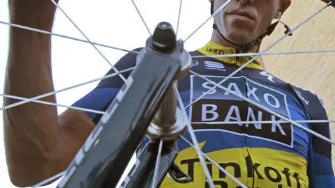 El líder del Saxo Bank, Alberto Contador El líder del Saxo Bank, Alberto Contador