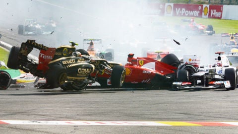 Grosjean, en el accidente en Spa