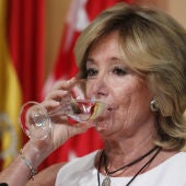 Esperanza Aguirre en la rueda de prensa en la que ha comunicado su dimisión
