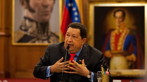 Ch&aacute;vez en rueda de prensa tras la reelecci&oacute;n