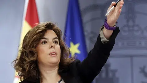 Soraya Sáenz de Santamaría, en la rueda de prensa posterior al Consejo de Ministros Soraya Sáenz de Santamaría, en la rueda de prensa posterior al Consejo de Ministros