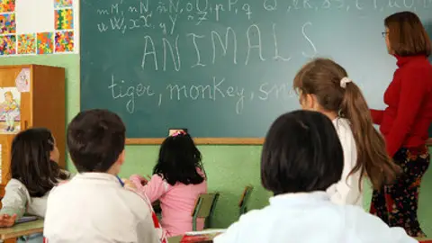 Alumnos británicos en clase Alumnos británicos en clase