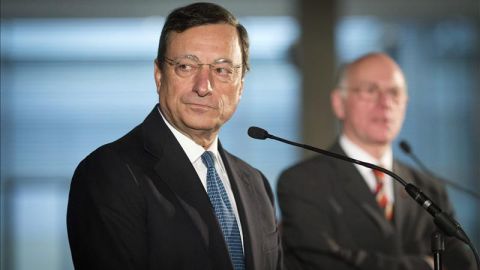 El presidente del Banco Central Europeo (BCE), Mario Draghi, en el Budestag alem&aacute;n