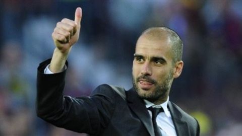 Pep Guardiola, feliz tras un partido en su etapa azulgrana
