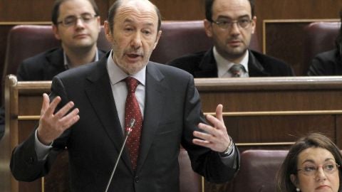 Alfredo P&eacute;rez Rubalcaba durante su intervenci&oacute;n en el Congreso