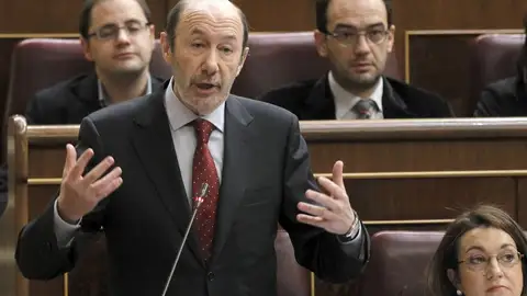 Alfredo Pérez Rubalcaba durante su intervención en el Congreso Alfredo Pérez Rubalcaba durante su intervención en el Congreso