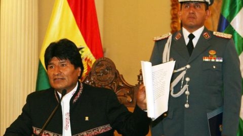 Evo Morales, durante una rueda de prensa en La Paz