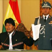Evo Morales, durante una rueda de prensa en La Paz
