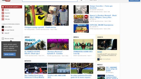 Portada del portal de v&iacute;deos youtube