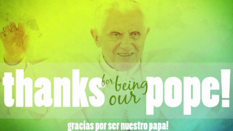 Los j&oacute;venes agradecen a Bebedicto XVI su Pontificado
