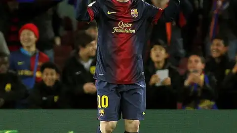 Messi celebra un gol. Messi celebra un gol.