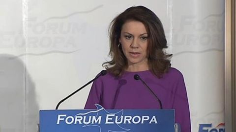 Mar&iacute;a Dolores de Cospedal, durante su intervenci&oacute;n en el foro