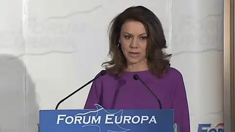 María Dolores de Cospedal, durante su intervención en el foro María Dolores de Cospedal, durante su intervención en el foro
