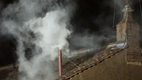 La fumata blanca surge de la chimenea de la Capilla Sixtina La fumata blanca surge de la chimenea de la Capilla Sixtina