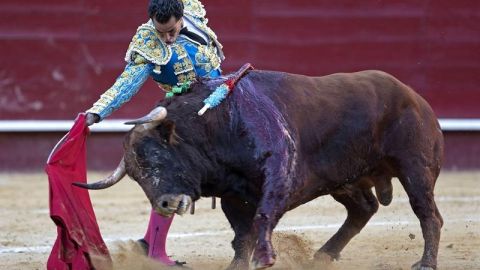 El diestro vizca&iacute;no Ivan Fandi&ntilde;o durante su faena al tercer toro