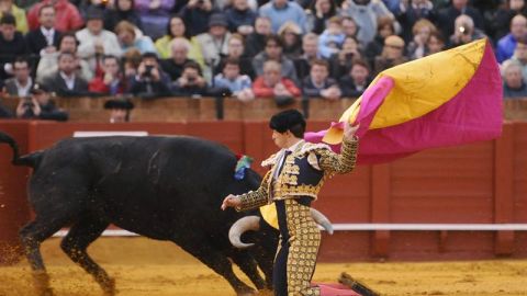 El Juli recibe a un toro en portagayola.