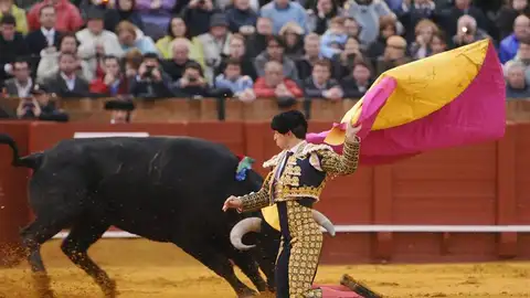 El Juli recibe a un toro en portagayola. El Juli recibe a un toro en portagayola.