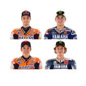 Pedrosa, Lorenzo, Márquez y Rossi