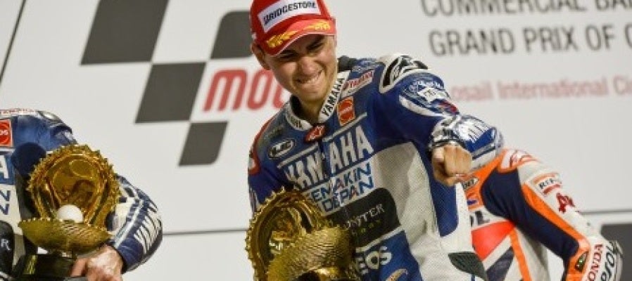 Jorge Lorenzo en el podio de Qatar Jorge Lorenzo en el podio de Qatar