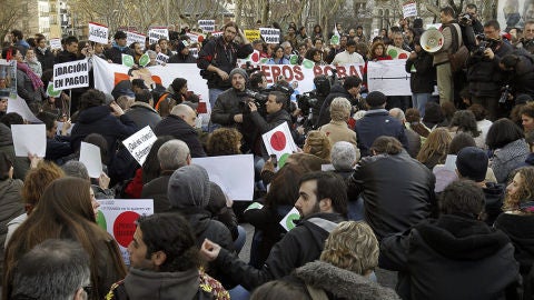 Protesta convocada por la Plataforma de Afectados por la Hipoteca (PAH)