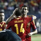 Soldado celebra su gol Soldado celebra su gol