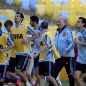 Vicente del Bosque dirige a sus jugadores en Maracaná