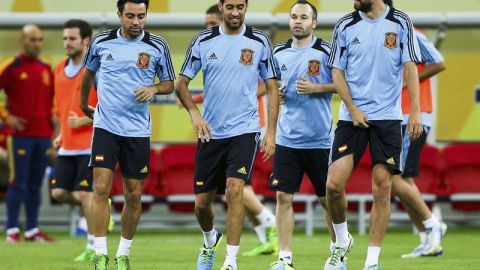 Entrenamiento de la selecci&oacute;n espa&ntilde;ola en la Copa Confederaciones