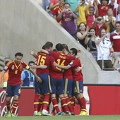 Los jugadores de España celebran un gol Los jugadores de España celebran un gol