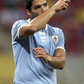 Luis Suárez celebra un gol con Uruguay