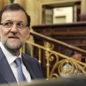 El presidente del Gobierno, Mariano Rajoy, durante la sesión de control al Ejecutivo.