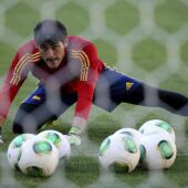 Iker Casillas durante el entrenamiento del equipo