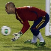 Pepe Reina en un entrenamiento de la selección