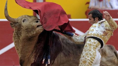 El diestro madrile&ntilde;o David Mora durante la lidia a su seguno toro