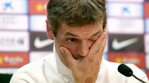 Tito Vilanova en rueda de prensa con el Barcelona Tito Vilanova en rueda de prensa con el Barcelona
