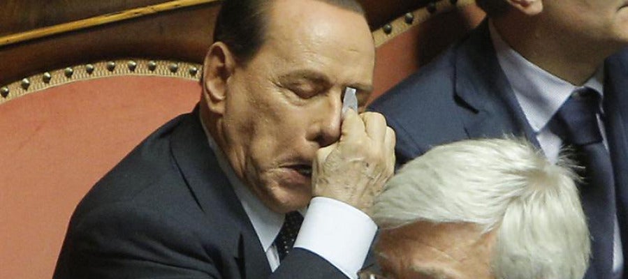 Silvio Berlusconi durante la moción de censura contra el ministro italiano de Interior Silvio Berlusconi durante la moción de censura contra el ministro italiano de Interior
