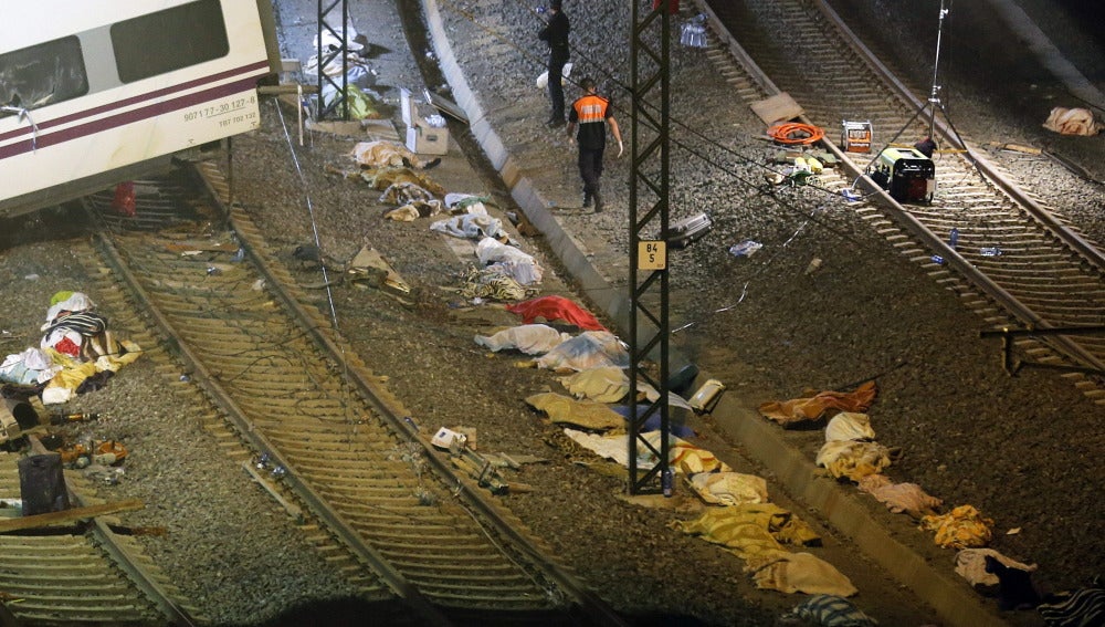 Lugar del accidente de tren en Santiago de Compostela