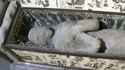 Momia en el interior de un sarc&oacute;fago