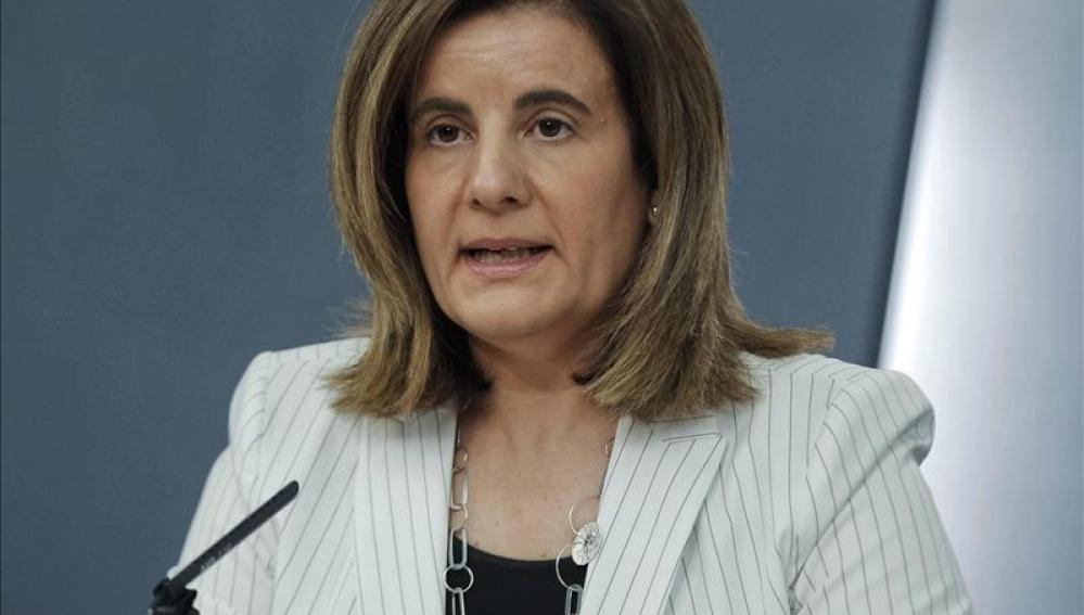 Fátima Báñez durante una rueda de prensa en La Moncloa
