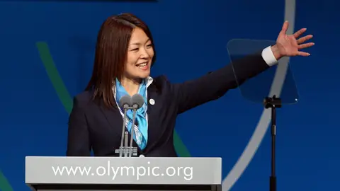 Mami Sato, durante la presentación de Tokio. Mami Sato, durante la presentación de Tokio.