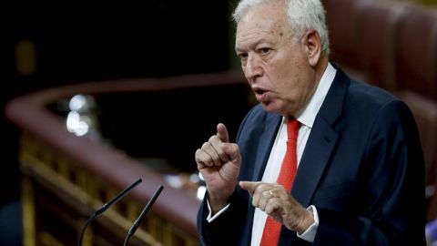 Jos&eacute; Manuel Garc&iacute;a-Margallo, durante su intervenci&oacute;n en el pleno del Congreso 