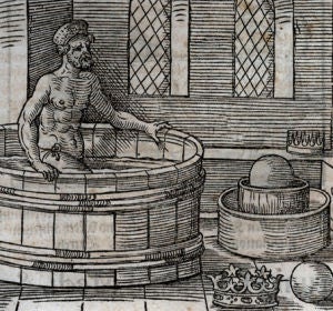 Arquímedes sufriendo el primer ataque de serendipia de la historia Arquímedes sufriendo el primer ataque de serendipia de la historia