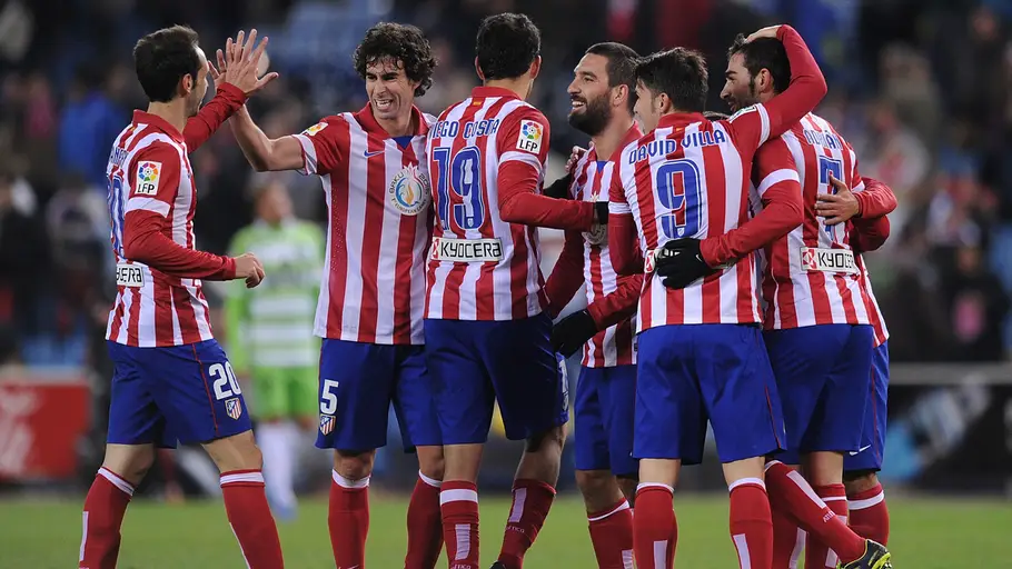 Los jugadores del Atlético celebran un gol Los jugadores del Atlético celebran un gol